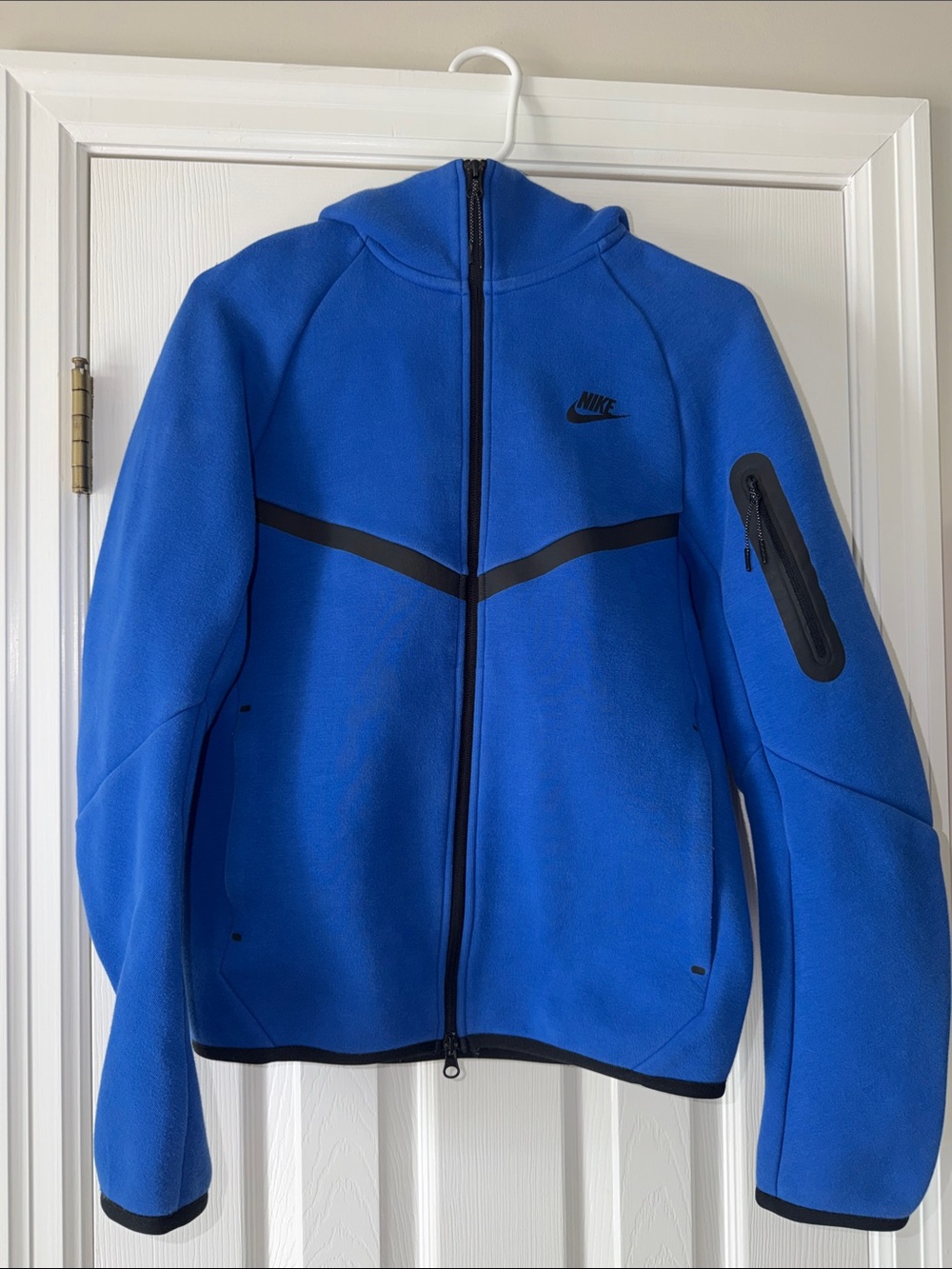 Nike Tech Blue Full-Zip Hooded Performance Jacket with Black Trim